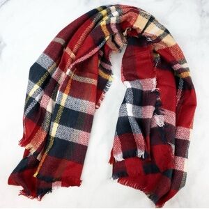 Plaid Red and Black Scarf